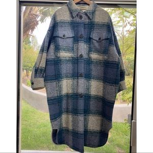ISABEL MARANT ÉTOILE
Elayo Long Plaid Wool-blend Coat In Blue.  2020